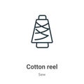 Cotton reel outline vector icon. Thin line black cotton reel icon, flat vector simple element illustration from editable sew