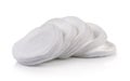 Cotton round cosmetic pads isolated on white background Royalty Free Stock Photo