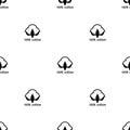 Cotton seed seamless pattern on white background. 100 cotton -linear ornamnet