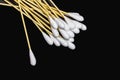 Cotton swabs on black Royalty Free Stock Photo