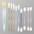 Cotton swabs buds vector realistic isolated set