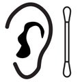 Cotton swabs icon on white background. ear and ear stick sign. hygiene routine concept. flat style