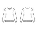 Cotton-terry oversized sweatshirt technical fashion illustration with relaxed fit, crew neckline, long sleeves jumper