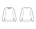 Cotton-terry oversized sweatshirt technical fashion illustration with relaxed fit, crew neckline, long sleeves jumper