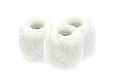 Cotton thread balls on white background