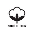 100% cotton - web black icon design.  Natural fiber sign. Vector illustration. Royalty Free Stock Photo