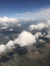 Clouds, plane, sky, fields, forest