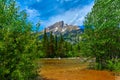 Cottonwood Creek  with view of the Teewinot Mountain Royalty Free Stock Photo