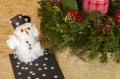 Cottonwool snowman on the table Royalty Free Stock Photo