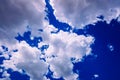 Cottony blue clouds in the sky announce rain for meteorologists Royalty Free Stock Photo