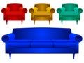 Couch and armchairs Royalty Free Stock Photo