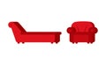 Couch and chair of psychologist. Psychotherapist furniture for p