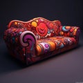 Colorful Hyperrealistic Fantasy Sofa With Whirly Designs