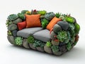 A couch covered in lots of succulents and plants Royalty Free Stock Photo