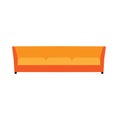 Couch decoration living room style front view vector icon. Person home symbol interior. Simple settee furniture house
