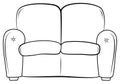 Couch outline icon. Hand drawn sketch sofa. Vector illustration upholstered seat. Coloring book for children