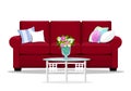 couch and pillows. Flat design home furniture. Royalty Free Stock Photo