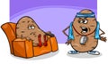 Couch potato saying cartoon illustration