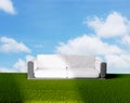 Couch sky clodus grass 3d-illustration