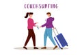 Couchsurfing flat vector illustration