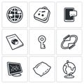 CouchSurfing icons set. Vector Illustration