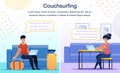 Couchsurfing Network Service Flat Vector Banner