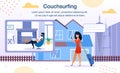 Couchsurfing Online Service Flat Vector Poster