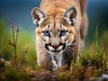 Ai Generated illustration Wildlife Concept of Cougar Cub Royalty Free Stock Photo
