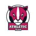 Cougar head animal emblem icon with athletic team lettering