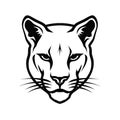 Cougar Head Icon, Minimal Puma Portrait, Cougar Logo, Panther Silhouette, Mountain Lion Icon Royalty Free Stock Photo