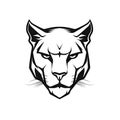 Cougar Head Icon, Minimal Puma Portrait, Cougar Logo, Panther Silhouette, Mountain Lion Icon Royalty Free Stock Photo