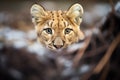 cougar hiding in a shadow