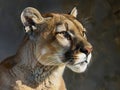 Cougar looking off into the distance, Cougar on the prowl Royalty Free Stock Photo