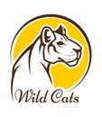 Cougar mascot silhouette, wild cat panther sign