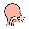 Cough color icon, vector pictogram of flu or coronavirus symptom. Allergy symptoms icon. Infectious diseases, colds, flu, cough Royalty Free Stock Photo