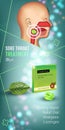 Cough Drops ads. Vector 3d Illustration with mint pills for throat.