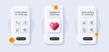 Cough, Face declined and Weather thermometer line icons pack. For web app. 3d phone mockups. Vector