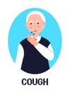 Cough icon vector. Flu, cold, coronavirus symptom is shown. Senior man is coughing. Infected person with bronchitis, asthma,