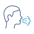 Cough Line Icon. Flu, Cold or Coronavirus Symptom. Man Coughing or Sneezing. Infectious Diseases Linear Icon. Cold Royalty Free Stock Photo