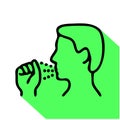 Cough line icon, vector pictogram of flu or coronavirus symptom