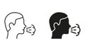 Cough Line and Silhouette Icon Set. Flu, Cold, Coronavirus Symptoms Symbol Collection. Man Coughing or Sneezing