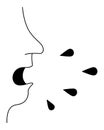 Cough. The patient sneezes and coughs. Silhouettes of splashes fly in different directions. Vector illustration.