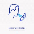 Cough with phlegm thin line icon Royalty Free Stock Photo