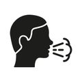 Cough Silhouette Icon. Flu, Cold or Coronavirus Symptom. Man Coughing or Sneezing. Infectious Diseases Black Icon. Cold