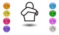 Cough or Sneeze into your elbow, not yout hands to avoid, prevent spreading germs and viruses icon. Vector illustration of