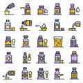 Cough syrup icons set vector flat