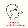 Cough or trouble breathing icon, outline simple doodle drawing