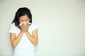 Cough woman sneeze nose Royalty Free Stock Photo