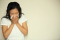 Cough woman sneeze nose Royalty Free Stock Photo