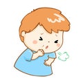 Coughing boy cartoon illustration
